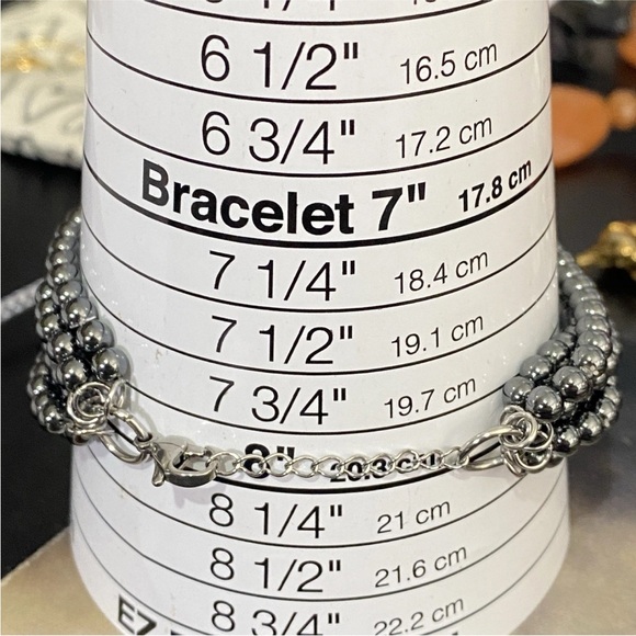 Hanmdade Bracelet Red Blue Enamel Hematite Beads Lapis Lazuli Stone 7" to 8" - Picture 13 of 14